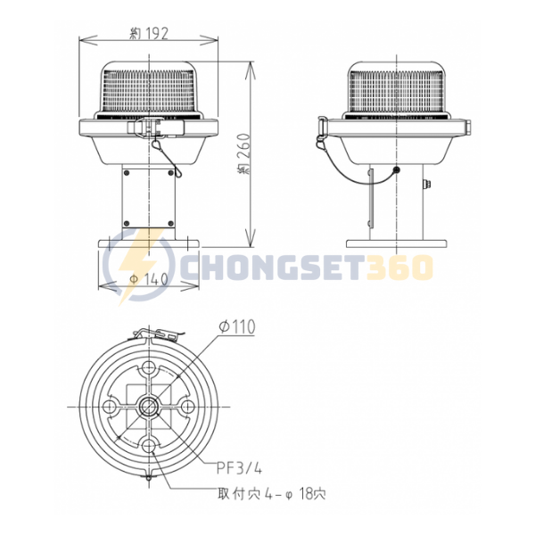 OM-3C Đèn báo không loại cường độ thấp Sankosha là giải pháp chiếu sáng cảnh báo an toàn chuyên dụng dùng cho các cấu trúc cao (cột ăng-ten, ống khói, tháp), đặc biệt những công trình yêu cầu ánh sáng đỏ với độ sáng thấp